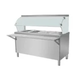 bain marie under open cabinet